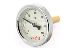UNI-FITT Термометр погружной аксиальный 120 С, 80 мм, гильза 50 мм, 1/2"H
