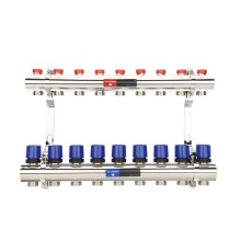Varmega Коллекторная группа для отопления ВР 1", на 9 контуров 3/4" EK, латунь