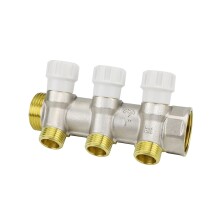 Varmega Коллектор распределительный с запорными клапанами VM147, 1", на 3 выхода 1/2"