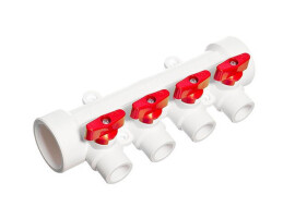 Pro Aqua PP-R Коллектор с 4 выходами 25x20 белый