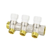 Varmega Коллектор распределительный с запорными клапанами VM147, 3/4", на 3 выхода 1/2"