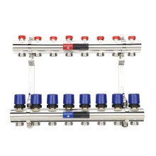 Varmega Коллекторная группа для отопления ВР 1", на 8 контуров 3/4" EK, латунь