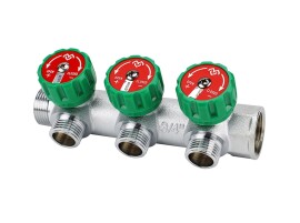 Varmega Коллектор регулирующий VM146, 1", на 3 выхода 1/2", хромированный