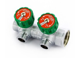 MultiFAR Коллектор регулирующий 1" ВР-НР на 2 отвода 1/2" НР плоское уплотнение