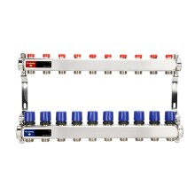 Varmega Коллекторная группа для отопления ВР 1", на 10 контуров 3/4" EK, нержавеющая сталь