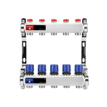 Varmega Коллекторная группа для отопления ВР 1", на 5 контуров 3/4" EK, нержавеющая сталь