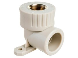 RTP Alpha Угольник комбинированный с креплением PP-R 25x1/2" ВР серый