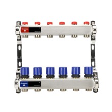 Varmega Коллекторная группа для отопления ВР 1", на 6 контуров 3/4" EK, нержавеющая сталь