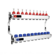 Varmega Коллекторная группа с расходомерами ВР 1", на 10 контуров 3/4" EK, нержавеющая сталь