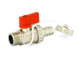 Uni-Fitt Кран шаровой сливной Н-Н 3/8"x3/4" со штуцером и заглушкой, никелированный