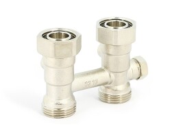 Uni-Fitt Узел нижнего подключения радиатора с байпасом НВ 3/4"EKх3/4"EK прямой