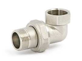 Uni-Fitt Разъёмное соединение угловое НВ DN25, 1" с прокладкой O-RING, никелированное