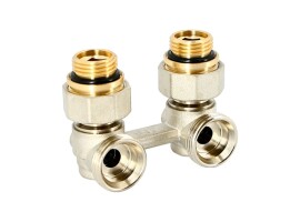 Uni-Fitt Узел нижнего подключения радиатора НН 1/2" x 3/4"ЕК угловой, с ниппелями