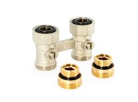 Uni-Fitt Узел нижнего подключения радиатора НН 1/2"x3/4"ЕК прямой, с ниппелями