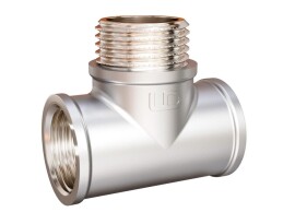 LD Тройник латунный переходной ВР-НР-ВР DN 20, 3/4", никелированный