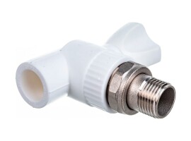 Lammin Кран шаровой радиаторный угловой PP-R PREMIUM 25х3/4" белый