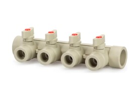 Lammin Коллектор с шаровыми кранами PP-R 25х4 выхода, серый