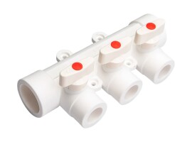 Lammin Коллектор с шаровыми кранами PP-R 25х3 выхода, белый