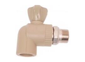 Lammin Кран шаровой радиаторный угловой PP-R PREMIUM 25х3/4" серый