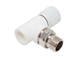Lammin Вентиль радиаторный угловой PP-R 25х3/4" НР белый