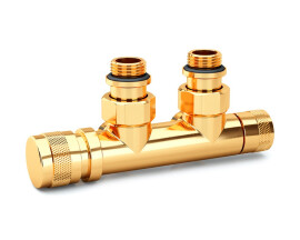 SR Rubinetterie Узел нижнего подключения угловой Tondera 1/2"х3/4"Е Золото (левый)