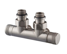 SR Rubinetterie Узел угловой 50 мм, запорный Tondera 1/2"х3/4" Е, цвет матовый никель