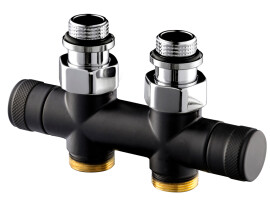 SR Rubinetterie Узел прямой 50 мм, запорный Tondera 1/2"х3/4" Е, цвет черный