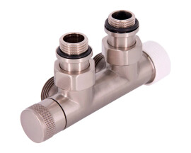 SR Rubinetterie Узел нижнего подключения термостатический угловой Tondera 1/2"х3/4"Е Никель матовый (правый)