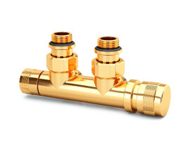 SR Rubinetterie Узел нижнего подключения угловой Tondera 1/2"х3/4"Е Золото (правый)