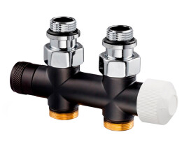 SR Rubinetterie Узел нижнего подключения термостатический прямой Tondera 1/2"х3/4"Е Черный матовый