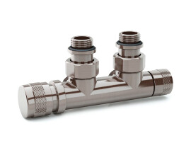 SR Rubinetterie Узел нижнего подключения угловой Tondera 1/2"х3/4"Е Никель матовый (левый)