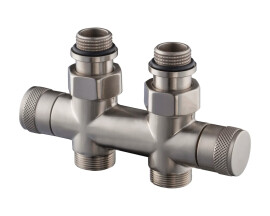 SR Rubinetterie Узел прямой 50 мм, запорный Tondera 1/2"х3/4" Е, цвет матовый никель