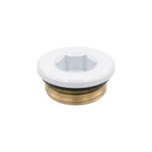 DR Заглушка радиаторная латунная Ø26, 1/2", белый