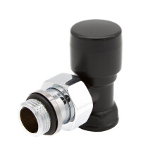 DR Клапан запорный угловой 1/2"x1/2", черный, крышка ABS пластик