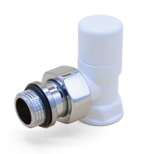 DR Клапан запорный угловой 1/2"x1/2", белый, крышка латунь