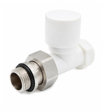 DR Клапан запорный прямой 1/2"x1/2", белый, крышка ABS пластик