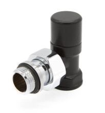 DR Клапан запорный угловой 1/2"x1/2", черный, крышка латунь