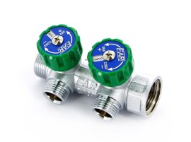 MultiFAR Коллектор регулирующий 3/4" ВР-НР на 2 отвода 1/2" НР евроконус