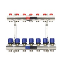Varmega Коллекторная группа для отопления ВР 1", на 7 контуров 3/4" EK, латунь