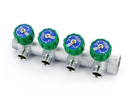 MultiFAR Коллектор регулирующий 3/4" ВР-НР на 4 отвода 1/2" НР евроконус