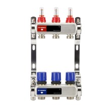 Varmega Коллекторная группа с расходомерами ВР 1", на 3 контура 3/4" EK, нержавеющая сталь