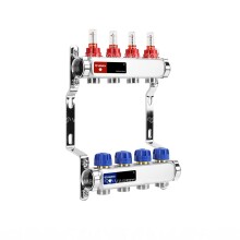 Varmega Коллекторная группа с расходомерами ВР 1", на 4 контура 3/4" EK, нержавеющая сталь