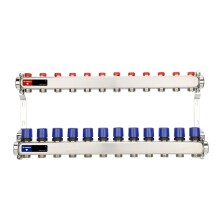 Varmega Коллекторная группа для отопления ВР 1", на 12 контуров 3/4" EK, нержавеющая сталь