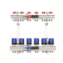 Varmega Коллекторная группа для отопления ВР 1", на 6 контуров 3/4" EK, латунь