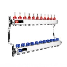 Varmega Коллекторная группа с расходомерами ВР 1", на 11 контуров 3/4" EK, нержавеющая сталь