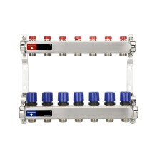 Varmega Коллекторная группа для отопления ВР 1", на 7 контуров 3/4" EK, нержавеющая сталь