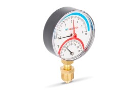 Varmega Термоманометр радиальный 120°С, с отсекающим клапаном 80 мм, 6 бар, 1/2"