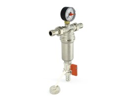 Uni-Fitt Фильтр промывной с манометром В-Н 1/2"x3/4" никелированный