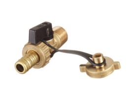 Uni-Fitt Кран шаровой сливной Н-Н 3/8"x3/4" со штуцером, флажок чёрный металл, никелированный