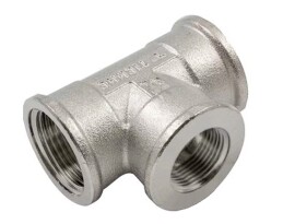 Tiemme 1570N Тройник латунный В 3/8"x3/8"x3/8", никелированный